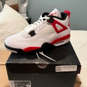 Air Jordan 4 Red Cement Retro White and Red Sneakers size 12m NIB